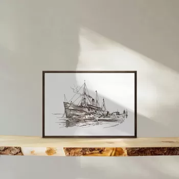 Tablou decorativ, TD134, Lemn, Desenat manual, Natural imagine