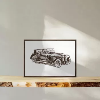 Tablou decorativ, TD135, Lemn, Desenat manual, Natural imagine