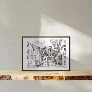 Tablou decorativ, TD140, Lemn, Desenat manual, Natural imagine