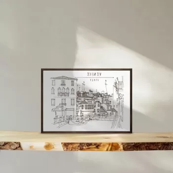 Tablou decorativ, TD141, Lemn, Desenat manual, Natural imagine