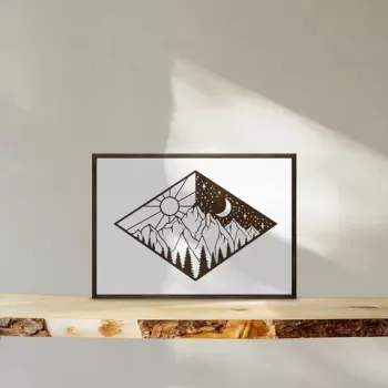 Tablou decorativ, TD143, Lemn, Desenat manual, Natural imagine