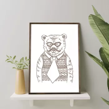 Tablou decorativ, TD147, Lemn, Desenat manual, Natural imagine