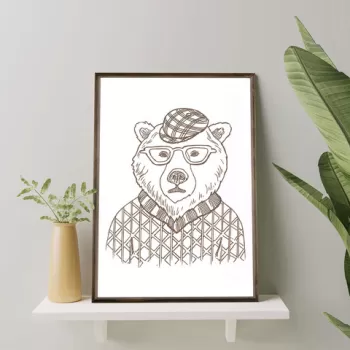 Tablou decorativ, TD148, Lemn, Desenat manual, Natural imagine