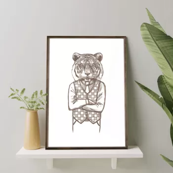 Tablou decorativ, TD161, Lemn, Desenat manual, Natural imagine