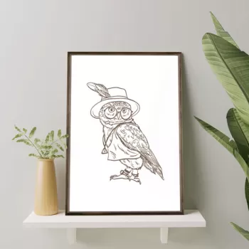 Tablou decorativ, TD162, Lemn, Desenat manual, Natural imagine