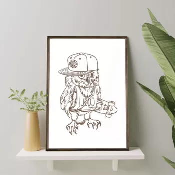 Tablou decorativ, TD165, Lemn, Desenat manual, Natural imagine