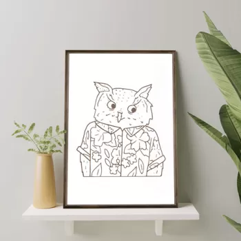 Tablou decorativ, TD169, Lemn, Desenat manual, Natural imagine