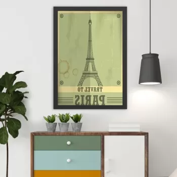 Tablou decorativ, Travel To Paris (55 x 75), MDF , Polistiren, Verde imagine