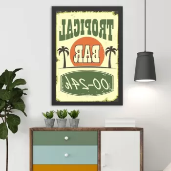 Tablou decorativ, Tropical Bar (55 x 75), MDF , Polistiren, Multicolor imagine