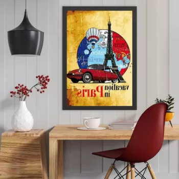 Tablou decorativ, Vacation In Paris (55 x 75), MDF , Polistiren, Multicolor imagine