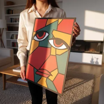 Tablou decorativ, Visage, Dimensiuni: 47,5 x 68 cm, Multicolor imagine