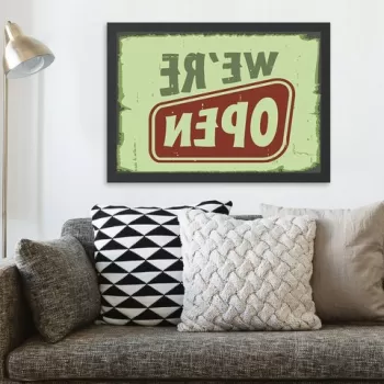 Tablou decorativ, We're Open (55 x 75), MDF , Polistiren, Verde/Rosu imagine