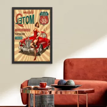 Tablou decorativ, Welcome Motel (55 x 75), MDF , Polistiren, Multicolor imagine