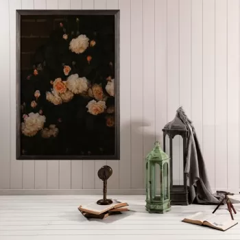 Tablou decorativ, White Flowers XL, Lemn, Lemn, Multicolor imagine