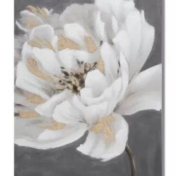 Tablou decorativ White Gold Flower, Mauro Ferretti, 80x100 cm, pictat manual, canvas/lemn de pin imagine