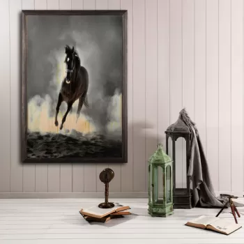 Tablou decorativ, Wild Horse XL, Lemn, Lemn, Multicolor imagine