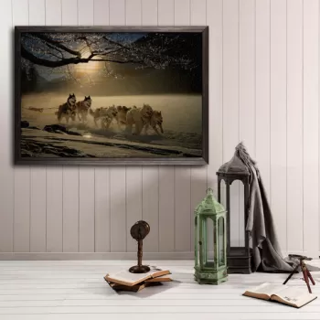 Tablou decorativ, Wolf Horde XL, Lemn, Lemn, Multicolor imagine