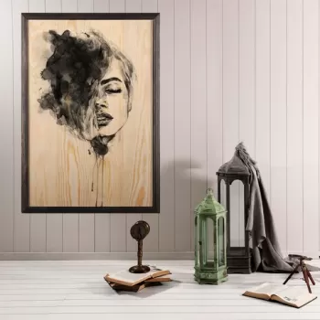 Tablou decorativ, Woman Face XL, Lemn, Lemn, Multicolor imagine