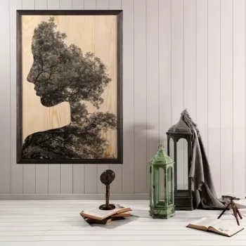 Tablou decorativ, Woman Forest XL, Lemn, Lemn, Multicolor imagine