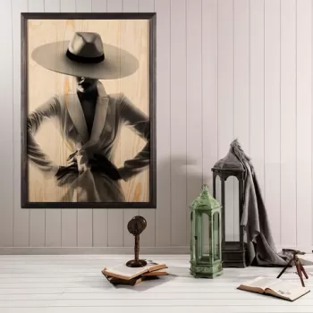 Tablou decorativ, Woman Hat XL, Lemn, Lemn, Multicolor imagine