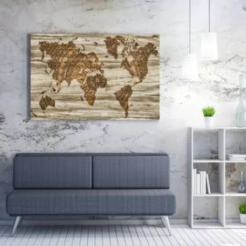 Tablou decorativ, WY102 (70 x 100), 50% bumbac/50% poliester, Lemn, Multicolor imagine