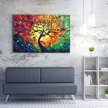 Tablou decorativ, WY112 (70 x 100), 50% bumbac/50% poliester, Lemn, Multicolor imagine