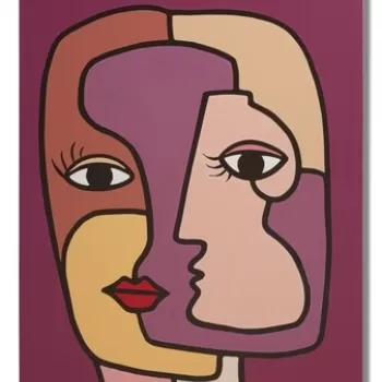 Tablou, Mauro Ferretti, Face - A, 60 x 3 x 90 cm, lemn de pin/panza, multicolor imagine