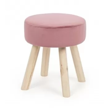 Taburet, Adeline, Bizzotto, 34x38 cm, lemn de pin/catifea, roz antic imagine