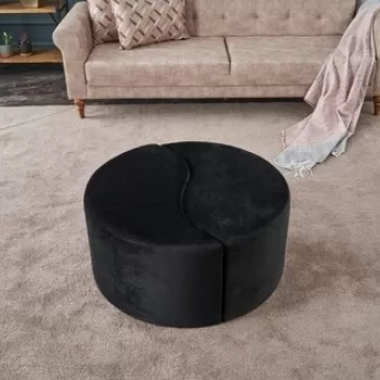 Taburet Alis Puf, Balcab Home, 80x80x40 cm, lemn, negru imagine