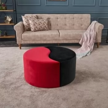 Taburet Alis Puf, Balcab Home, 80x80x40 cm, lemn, rosu/negru imagine