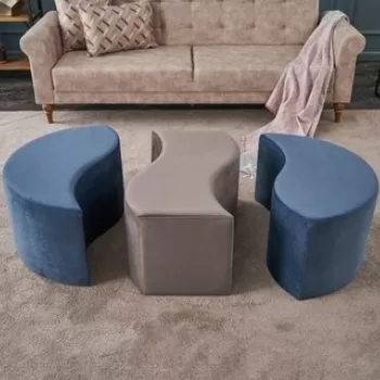 Taburet Alya Puf, Balcab Home, 120x80x40 cm, lemn, albastru/mink imagine