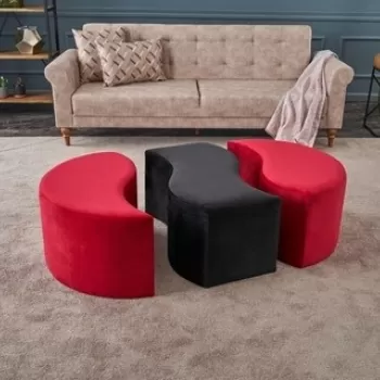 Taburet Alya Puf, Balcab Home, 120x80x40 cm, lemn, rosu/negru imagine