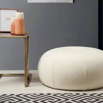 Taburet, Artie, 560ARE2101, Lemn de fag / PAL, Bouclet Alb imagine