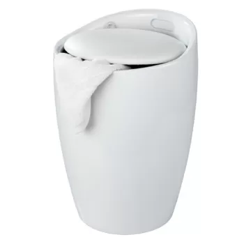Taburet baie, Wenko, Candy, cos de rufe inclus, 36 x 50.5 x 36 cm, plastic/poliester, alb imagine