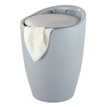 Taburet baie, Wenko, Candy, cos de rufe inclus, 36 x 50.5 x 36 cm, plastic/poliester, gri imagine