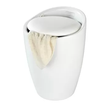 Taburet baie, Wenko, Candy White Matt, cos de rufe inclus, 36 x 50.5 x 36 cm, plastic/poliester, alb mat imagine