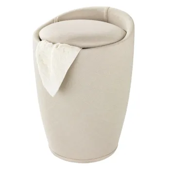 Taburet baie, Wenko, Candy White Matt, cos de rufe inclus, 36 x 50.5 x 36 cm, plastic/poliester, bej imagine