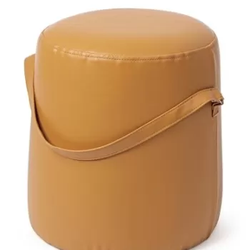 Taburet, Bizzotto, Giona, 36 x 43 cm, piele ecologica/mdf, mustar imagine