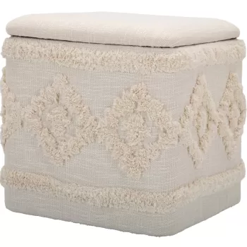 Taburet cu spatiu de depozitare Damasco, Mauro Ferretti, 40 x 40 x 40 cm, MDF/bumbac/poliester, natural imagine