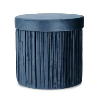 Taburet cu spatiu de depozitare Jocelyn, Bizzotto, 38x38x38 cm, MDF/catifea, albastru imagine