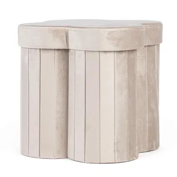 Taburet cu spatiu de depozitare Jocelyn, Bizzotto, 40x40x40 cm, MDF/catifea, bej imagine