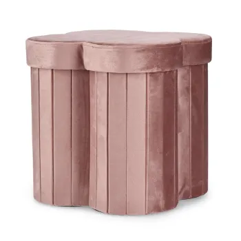 Taburet cu spatiu de depozitare Jocelyn, Bizzotto, 40x40x40 cm, MDF/catifea, roz antic imagine