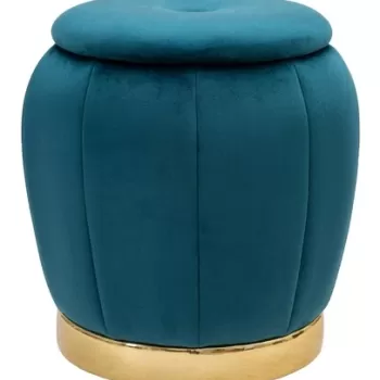 Taburet cu spatiu de depozitare Paris Teal, Mauro Ferretti, O 43x43 cm, lemn de pin/catifea, turcoaz imagine