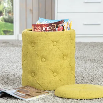 Taburet cu spatiu de depozitare Yapak, Inter Link, 34x34x40 cm, poliester, galben imagine