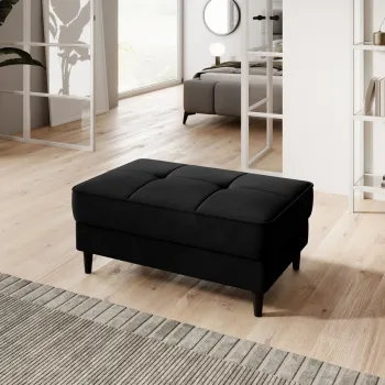 Taburet cu spatiu pentru depozitare ELTAP, BEL-10LO, Bellis, 97x62x42 cm, lemn/poliester, negru imagine