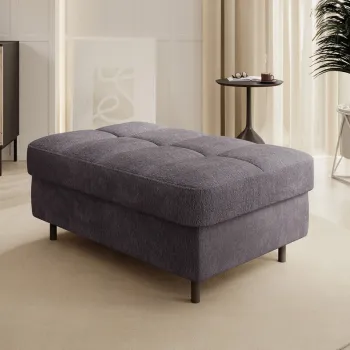 Taburet cu spatiu pentru depozitare ELTAP, GOM-05TOU, Gomsi, 104x72x45 cm, lemn/poliester, gri inchis imagine
