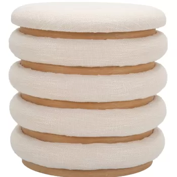 Taburet Damasco Line, Mauro Ferretti, O40 x 42 cm, MDF/bumbac/poliester, natural imagine