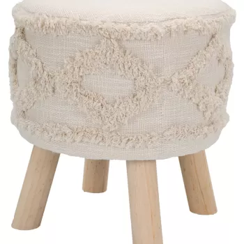 Taburet Damasco, Mauro Ferretti, O35 x 40 cm, lemn de pin/bumbac/poliester, natural imagine