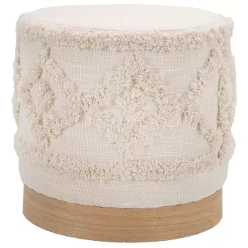 Taburet Damasco, Mauro Ferretti, O40 x 40 cm, lemn de pin/bumbac/poliester, natural imagine