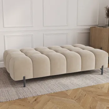 Taburet ELTAP, Ferivo, 137x68x37 cm, lemn/catifea din poliester, bej deschis imagine